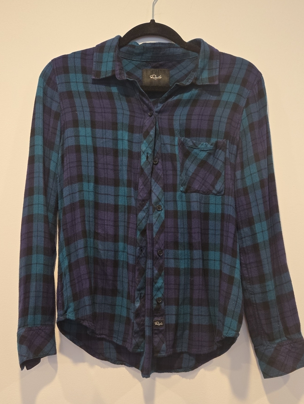 Rails Hunter Plaid Flannel Button Down Shirt Blackberry Teal Small